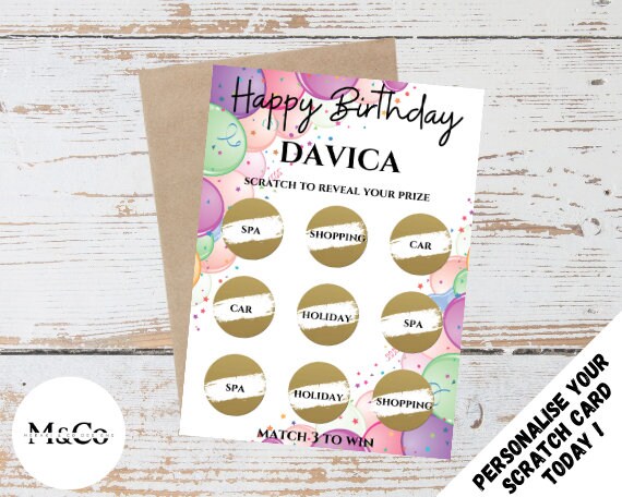 Birthday Balloon - Personalised Scratch Card