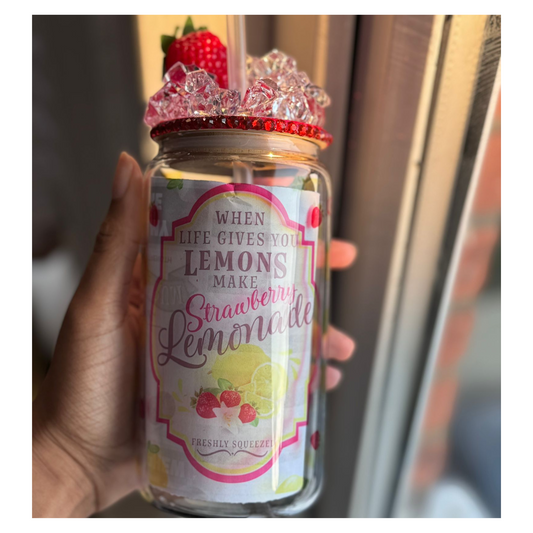 Sweet, Sassy, and Strawberry Lemonade  Glass Tumbler