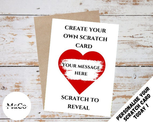 Create your own - Valentines Day Personalised Scratch cards - Love scratch card- Create Your Own Scratch Off