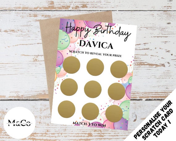 Birthday Balloon - Personalised Scratch Card