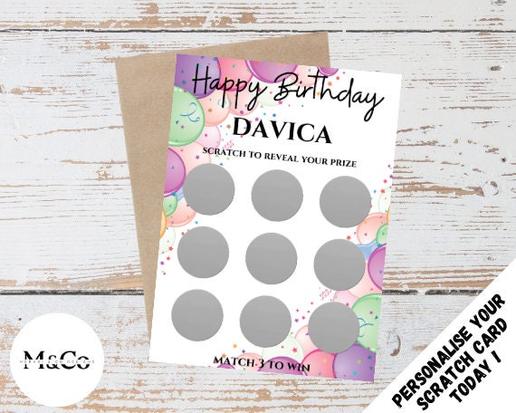 Birthday Balloon - Personalised Scratch Card